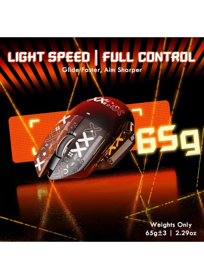 هجوم القرش ماوس ألعاب لاسلكي وسلكي بتقنية بلوتوث V6 مع قاعدة شحن مغناطيسية، معدل استجابة 1K، مستشعر PixArt PAW3311، دقة 25000 نقطة في البوصة، وزن خفيف للغاية 65 غرام - Image 4